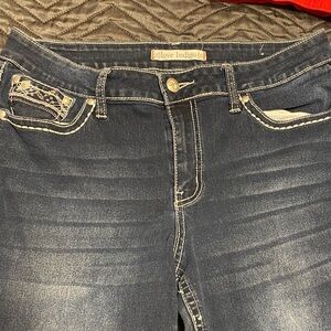 Love Indigo Women's Dark Blue Straight Leg Jeans